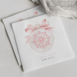 小さなスノーフレークのピンクの赤ちゃんシャワー スタンダードカクテルナプキン