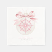 小さなスノーフレークのピンクの赤ちゃんシャワー スタンダードカクテルナプキン (正面)