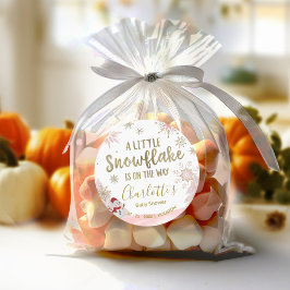 小さなスノーフレークのピンクの赤ちゃんシャワー ラウンドシール