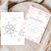 小さなスノーフレークのピンクの赤ちゃんシャワー 招待状