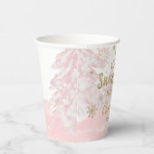小さなスノーフレークのピンクの赤ちゃんシャワー 紙コップ (右)