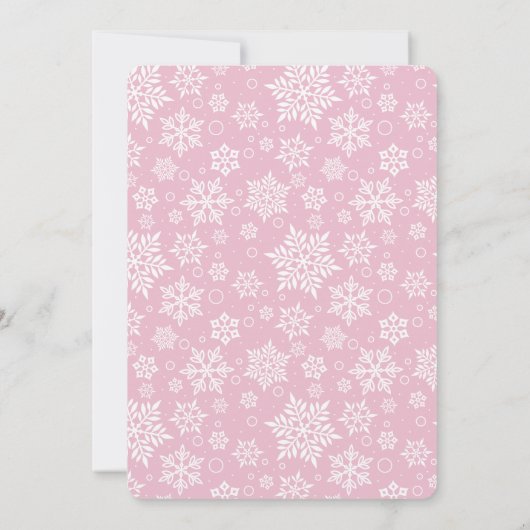 小さなスノーフレークのピンクの黒板ベビーシャワー 招待状 (裏面)