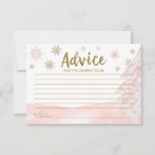 小さなスノーフレークのピンクベビーシャワーアドバイスカード 招待状 (正面)