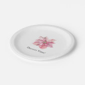 小さなスノーフレークのピンクポインセチアのデザート ペーパープレート (アングル)