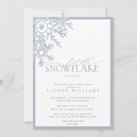 小さなスノーフレークのブルーウォーター色の赤ちゃんシャワー (正面)