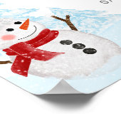 小さなスノーフレークのブルーベビーシャワー歓迎サイン ポスター (角)