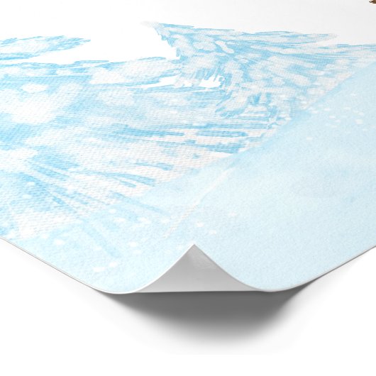 小さなスノーフレークのブルーベビーシャワー歓迎サイン ポスター (角)