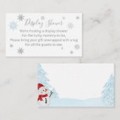 小さなスノーフレークのブルーベビーシャワー エンクロージャーカード (正面/裏面)