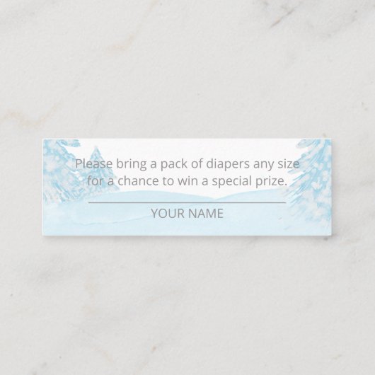 小さなスノーフレークのブルーベビーシャワー スキニー名刺 (裏面)