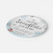 小さなスノーフレークのブルーベビーシャワー ペーパープレート (アングル)