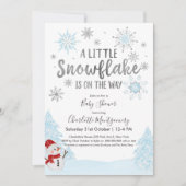 小さなスノーフレークのブルーベビーシャワー 招待状 (正面)