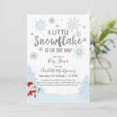 小さなスノーフレークのブルーベビーシャワー 招待状 (スタンド正面)