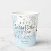 小さなスノーフレークのブルーベビーシャワー 紙コップ (正面)
