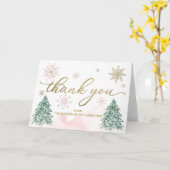 小さなスノーフレークのベビーシャワーサンキューカード カード (黄色い花)