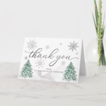 小さなスノーフレークのベビーシャワーサンキューカード