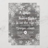 小さなスノーフレークのベビーシャワー招待状 招待状 (正面/裏面)