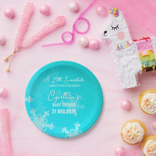 小さなスノーフレークのミニマリストの青いパターン ペーパープレート (パーティー)