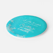 小さなスノーフレークのミニマリストの青いパターン ペーパープレート (アングル)