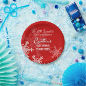 小さなスノーフレークのミニマルな赤いパターン ペーパープレート (パーティー)