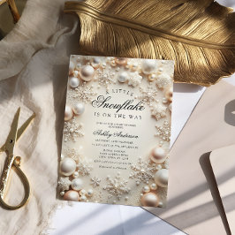 小さなスノーフレークの中性の赤ちゃんシャワー 招待状