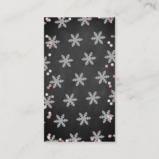 小さなスノーフレークの女の子の冬の赤ちゃんシャワーブック エンクロージャーカード (裏面)