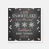 小さなスノーフレークの女の子の冬の赤ちゃんシャワー スタンダードカクテルナプキン (正面)