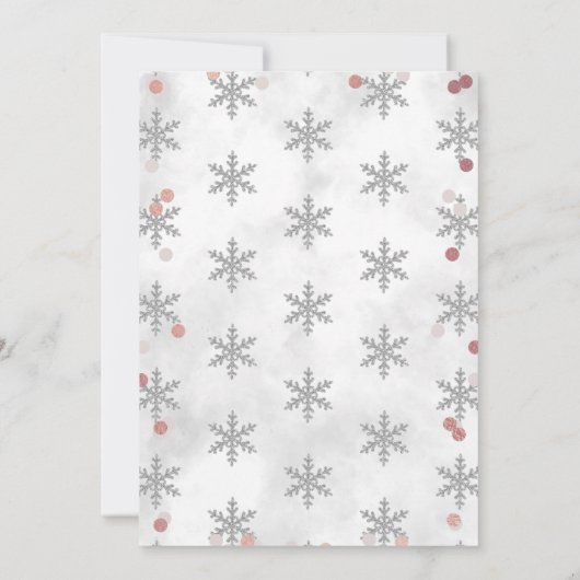 小さなスノーフレークの女の子の冬の赤ちゃんシャワー 招待状 (裏面)