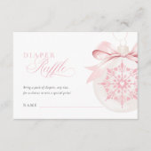 小さなスノーフレークの女の子の赤ちゃんシャワーおむつラッフル エンクロージャーカード (正面)