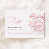 小さなスノーフレークの女の子の赤ちゃんシャワーおむつラッフル エンクロージャーカード