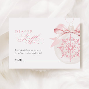 小さなスノーフレークの女の子の赤ちゃんシャワーおむつラッフル エンクロージャーカード