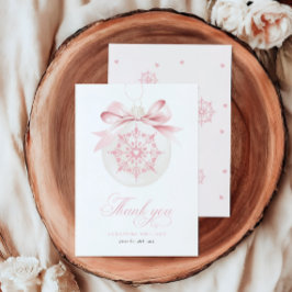 小さなスノーフレークの女の子の赤ちゃんシャワーサンキューカード サンキューカード