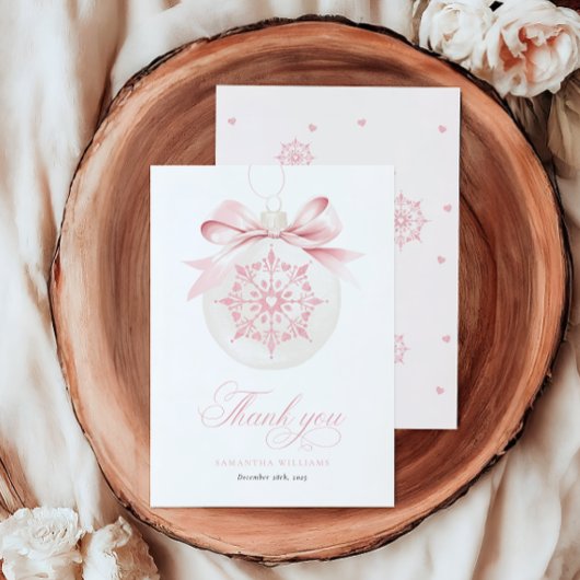 小さなスノーフレークの女の子の赤ちゃんシャワーサンキューカード サンキューカード