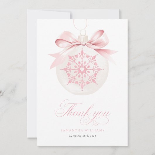 小さなスノーフレークの女の子の赤ちゃんシャワーサンキューカード サンキューカード (正面)
