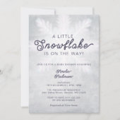 小さなスノーフレークの灰色の海軍の赤ちゃんシャワー 招待状 (正面)