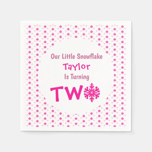 小さなスノーフレークの第2の誕生日 スタンダードカクテルナプキン (正面)