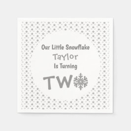 小さなスノーフレークの第2の誕生日 スタンダードカクテルナプキン
