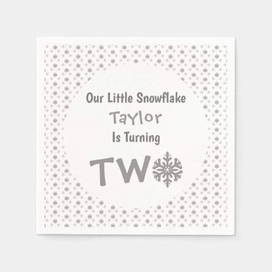 小さなスノーフレークの第2の誕生日 スタンダードカクテルナプキン (正面)
