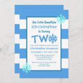小さなスノーフレークの第2の誕生日 招待状 (正面/裏面)