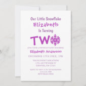 小さなスノーフレークの第2の誕生日 招待状 (正面)