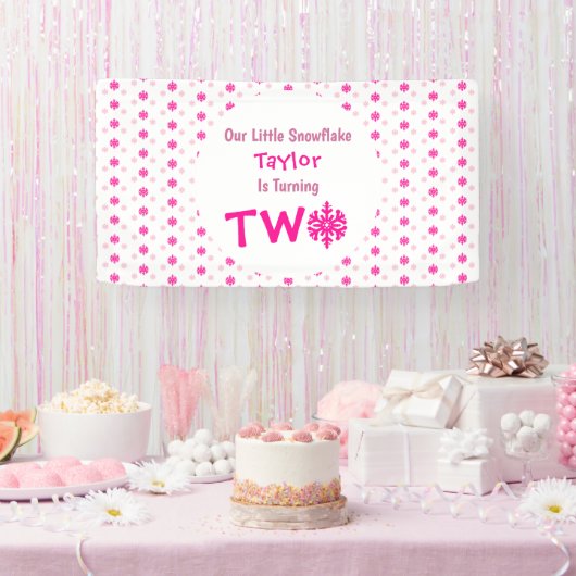 小さなスノーフレークの第2の誕生日 横断幕 (パーティー)