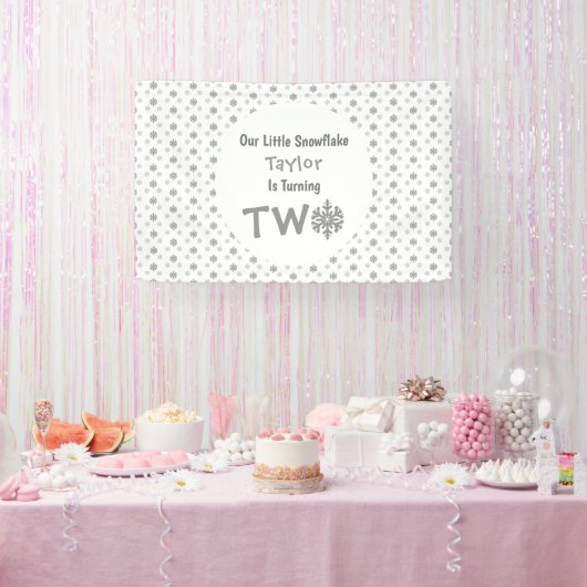 小さなスノーフレークの第2の誕生日 横断幕 (パーティー)