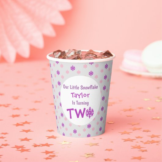 小さなスノーフレークの第2の誕生日 紙コップ (インサイチュ)