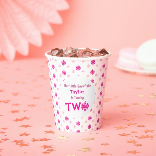 小さなスノーフレークの第2の誕生日 紙コップ (インサイチュ)