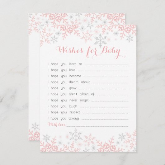 小さなスノーフレークの赤ちゃんシャワーがベビーを願う アドバイスカード (正面/裏面)