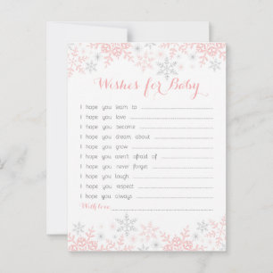 小さなスノーフレークの赤ちゃんシャワーがベビーを願う アドバイスカード