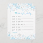 小さなスノーフレークの赤ちゃんシャワーがベビーを願う アドバイスカード (正面/裏面)