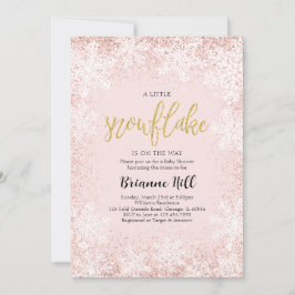 小さなスノーフレークの赤ちゃんシャワーをピンク色にする 招待状