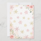 小さなスノーフレークの赤ちゃんシャワーをピンク色にする 招待状 (裏面)