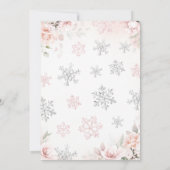 小さなスノーフレークの赤ちゃんシャワーをピンク色にする 招待状 (裏面)