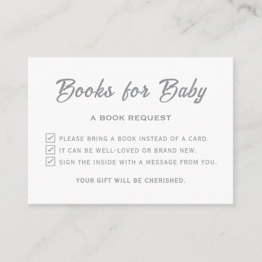 小さなスノーフレークの赤ちゃんシャワーを持って来て下さい本 エンクロージャーカード (正面)